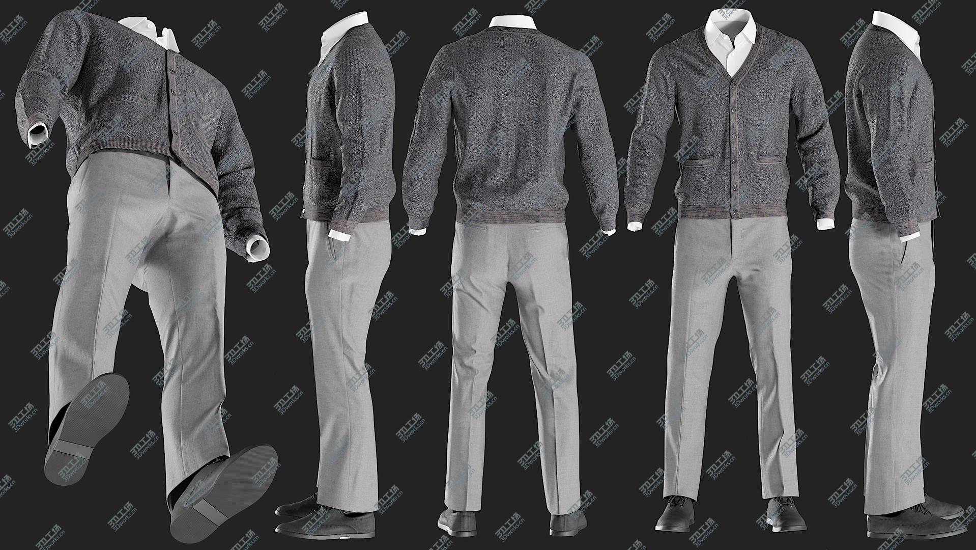 images/goods_img/202105073/Men's Pants with Waistcoat, Shirt and shoes 3 3D model/5.jpg